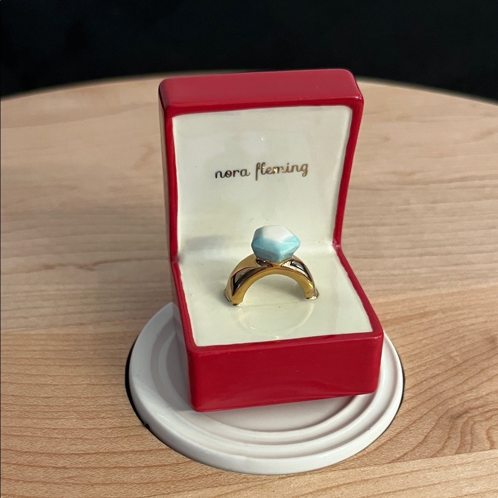 Nora Fleming Red Jewelry Box with Gold Ring